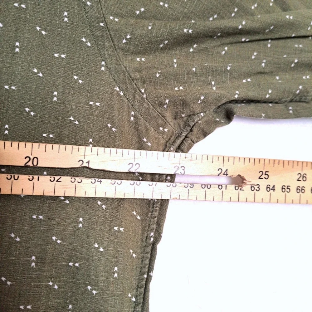 J.Crew Button Down Shirt Mens L Olive Green Micro Dot Print Casual Long LS